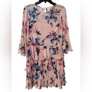 Floral Tiered Dress - Pink and Blue